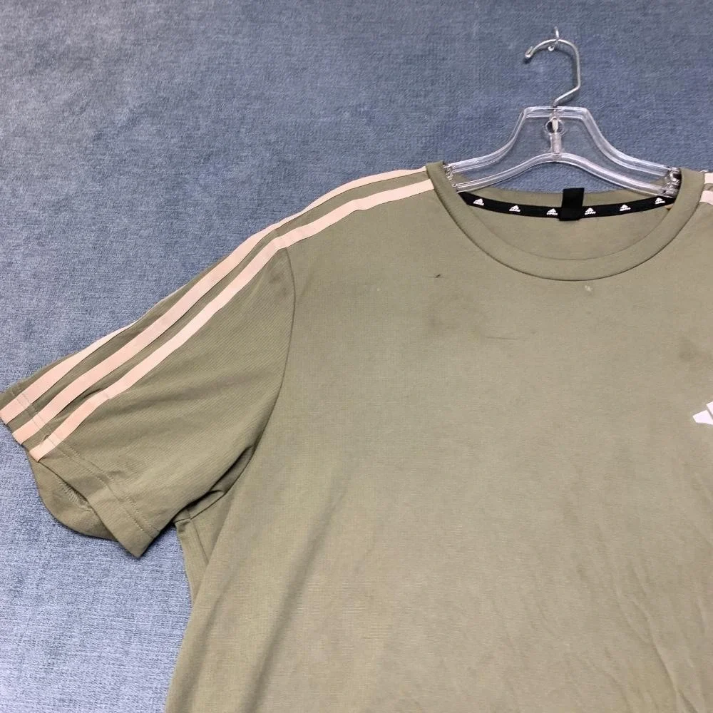 Adidas Acronym T-Shirt Mens Large Olive Green 3 Stripes Logo Casual Outdoor Tee